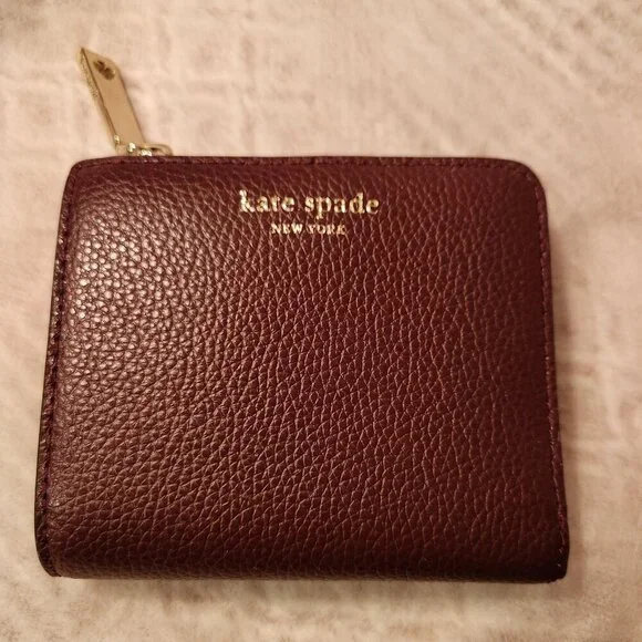 Kate Spade Wine Red Small Bifold Wallet EUC - Picture 1 of 5